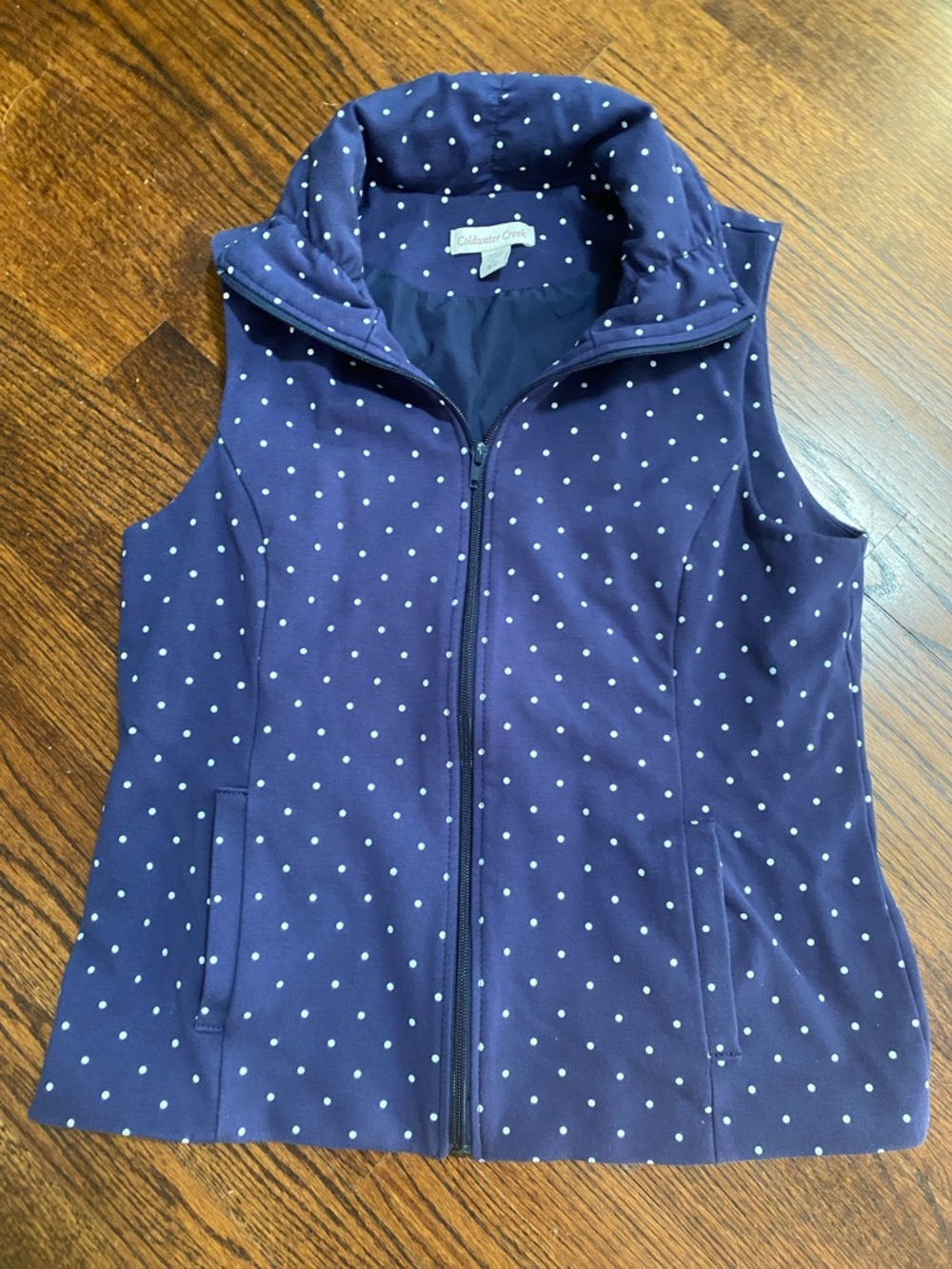 Women’s Coldwater Creek Stretch Knit Vest Lined Polka Dot Size M(10-12)